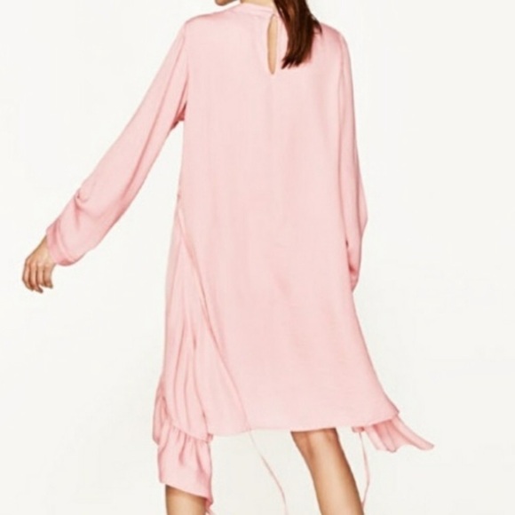 Barbie Core Zara Blogger Favorite Frilled Pink Midi Dress - Picture 5 of 11